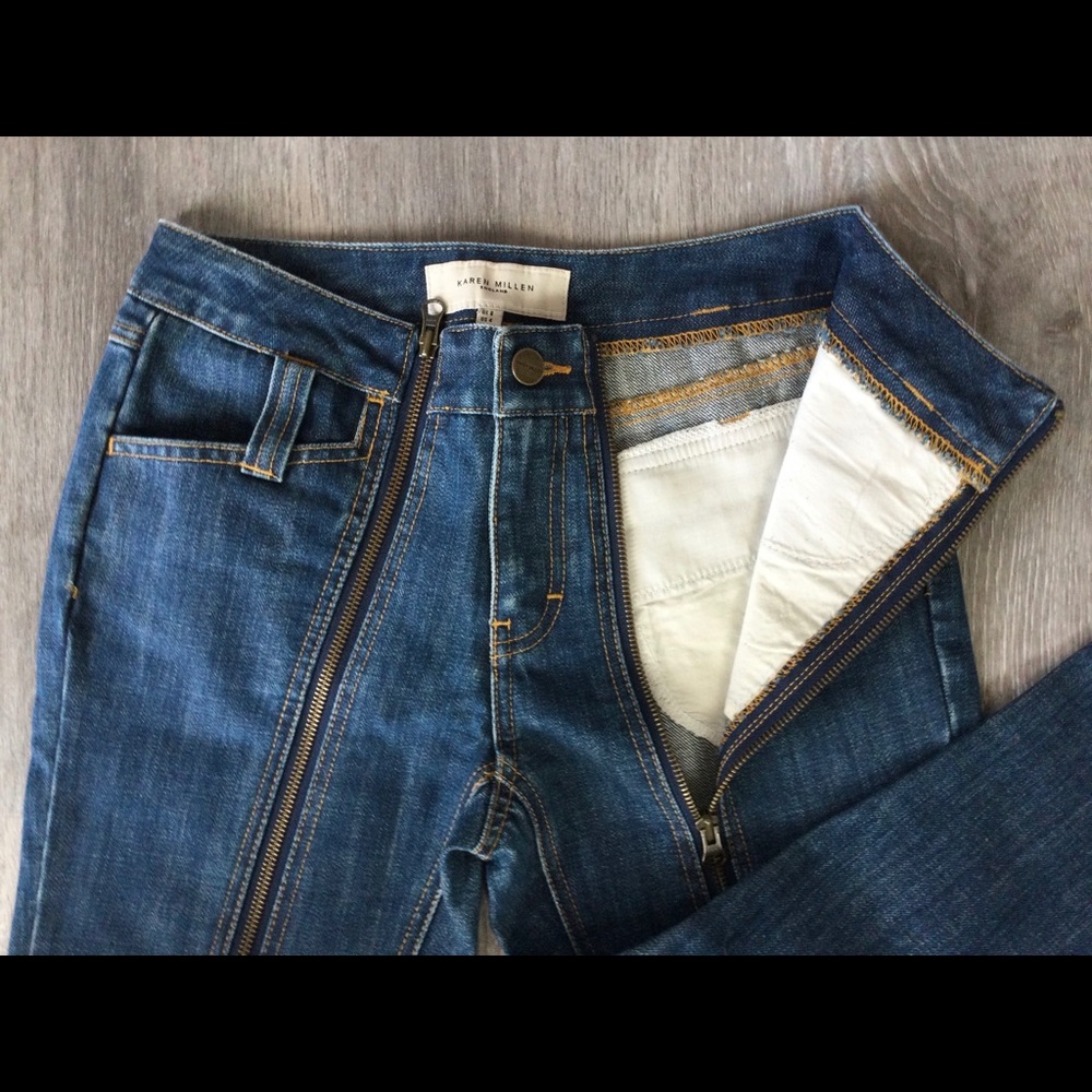 KAREN MILLEN - ENGLAND - Jeans - Crop - Zipper Heaven!! - Picture 4 of 8